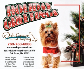 Holiday Greetings, Oak Grove Animal Hospital, Anoka, MN