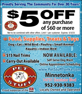 5 OFF Pet Stuff Inc Minnetonka MN