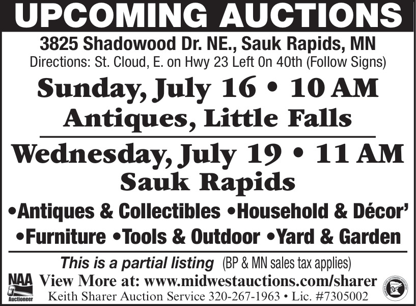 Upcoming Auctions, Midwest Auctions, Foley, MN