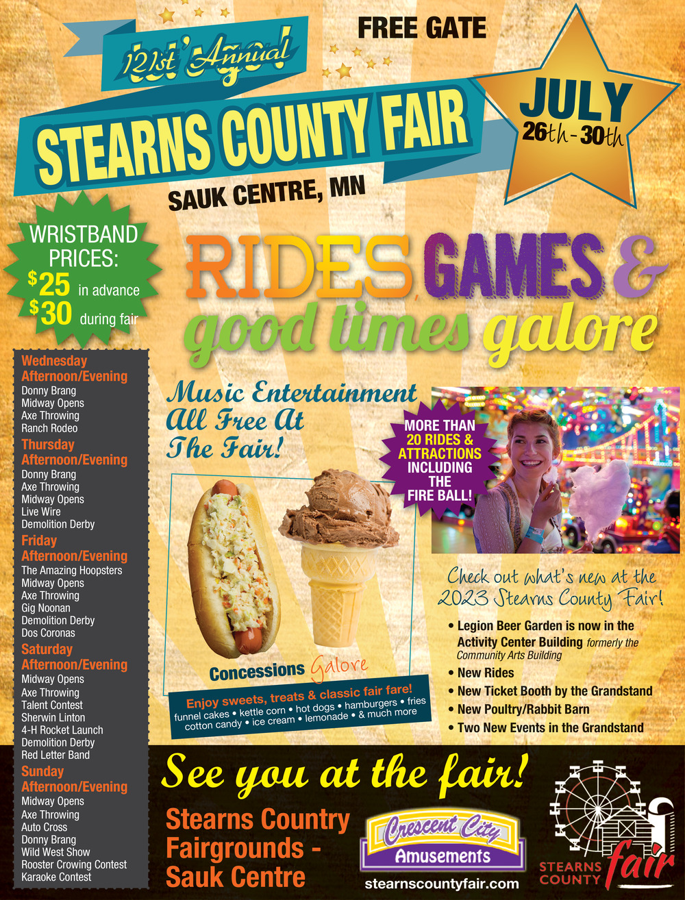 Rides Games & Good Times Galore, Stearns County Fair, Sauk Centre, MN