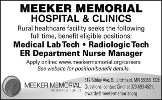Medical Lab Teach, Radiologic Tech, ER Department Nurse Manager
