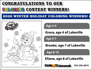 Congratulations to Our Coloring Contest Winners!
