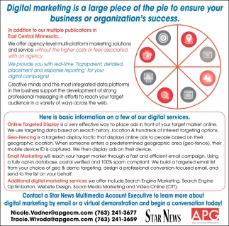 Digital Marketing is A Large Piece of the Pie To Ensure Your Business or Organization's Success