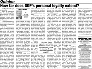 How Far Does GOP'S Personal Loyalty Extended?