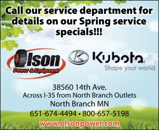 Call Our Service Department for Details