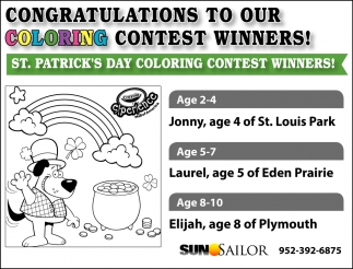 Congratulations To Our Coloring Contest Winners!