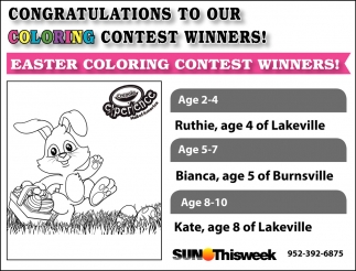 Congratulations to Our Coloring Contest