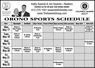 Orono Sports Schedule