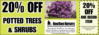 20% Off All Potted Trees & Shrubs