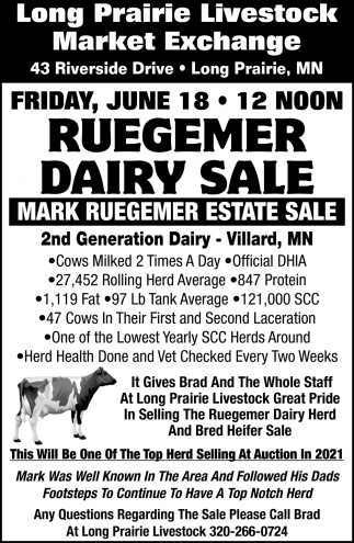 Ruegemer Dairy Sale