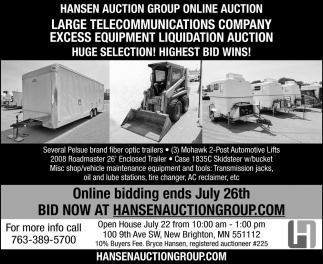 Hansen Auction Group Online Auction