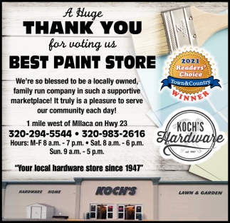 A Huge Thank You For Voting Best Paint Store