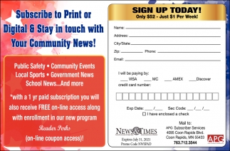 Subscribe To Print Or Digital & Stay In Touch With Your Community News!