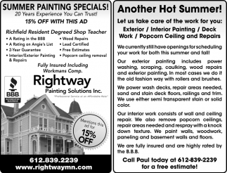 Summer Painting Specials!