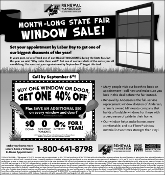 Month-Long State Fair Window Sale!