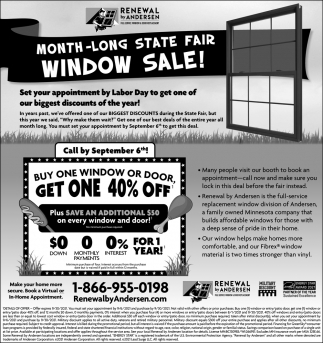 Month Long State Fair Window Sale!