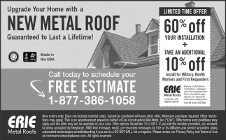 New Metal Roof Guaranteed to Last a Lifetime!