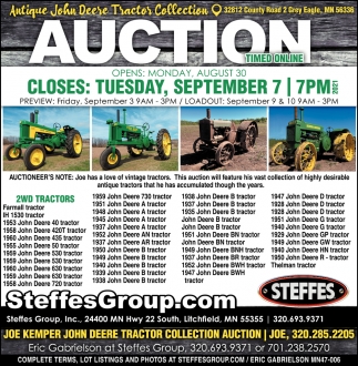 Antique John Deere Tractro Collection Auction