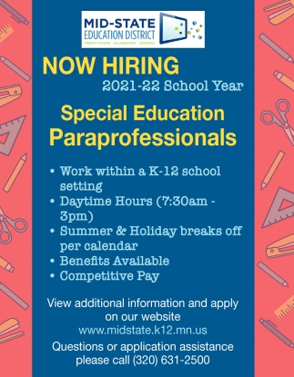 Now Hiring Special Education Paraprofessionals