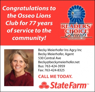 Congratulations to the Osseo Lions Club for 77 Years of Service to the Community!