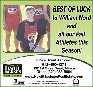 Best of Luck tto William Nord and All Our Fall Athletes This Season!