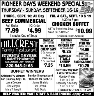 Pioneer Day's Weekend Specials
