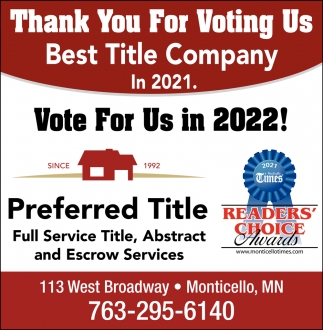 Thank You for Voting Us Best Title Company