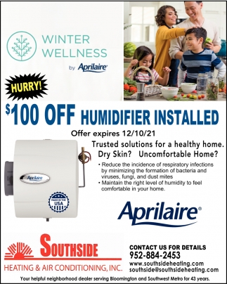 $100 OFF Humidifier Insstalled