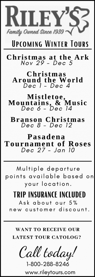 Upcoming Winter Tours
