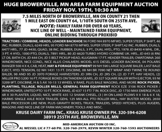 Huge Browerville, MN Area Farm Equipment Auction