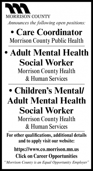 Care Coordinator, Adult Mental Health Social Worker, Children's Mental/Adult Mental Health Social Worker