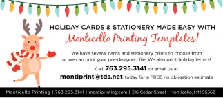 Monticello Printing Templates