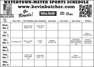 Watertown-Mayer Sports Schedule