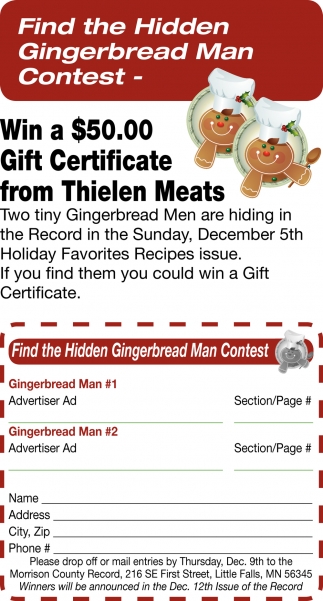 Find The Hidden Gingerbread Man Contest