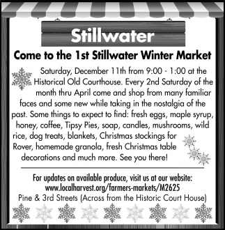Come To The 1st Stillwater Winter Market
