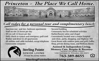Call Today for a Personal Tour and Complimentary Lunch