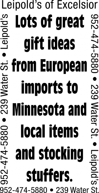 Lots Of Great Gifts Ideas from European Imports to Minnesota