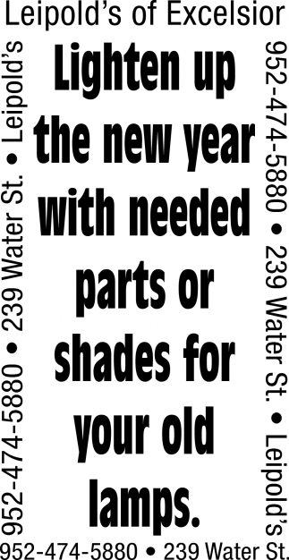 Lighten Up The New Year With Needed Parts Or Shades For Your Old Lamps
