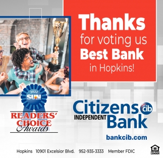 Thanks for Voting Us Best Bank in Hopkins