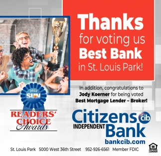 Thanks for Voting Us Best Bank in Hopkins