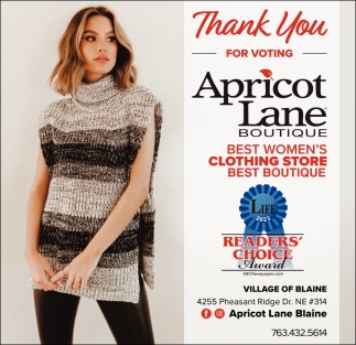 Thank You for Voting Apricot Lane Boutique