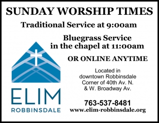 New Sunday Worship Times