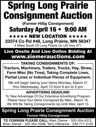 Spring Long Prairie Consigment Auction