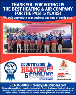 Thank You for Voting Us The Best Heating & Air Company For The Past 5 Year!