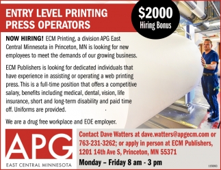 Entry-Level Printing Press Operators