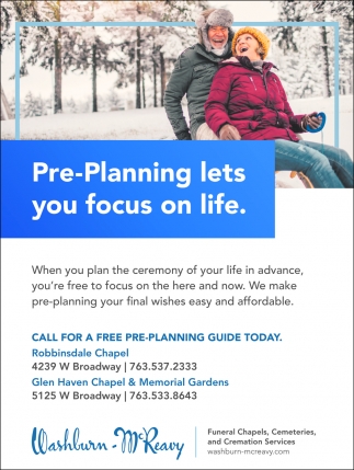 Pre-Planning Lets you Focus On Life