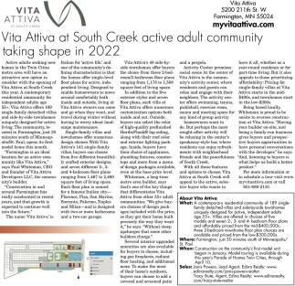 Vita Attiva at South Creek Active Adult Community Taking Shape in 2022