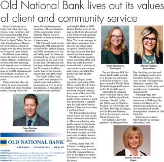Old National Bank Lives Out Its Values Of Client And Community Service
