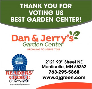 Thank You For Voting Us Best Garden Center!