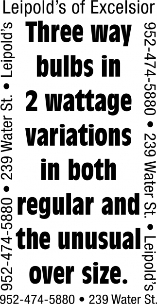 Three Way Bulbs In 2 Wattage Variations